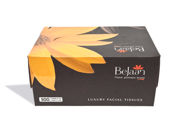 BeJaan 2-Ply Non-Perfumed Luxury Facial Tissues in Black & Yellow Box - Image 2